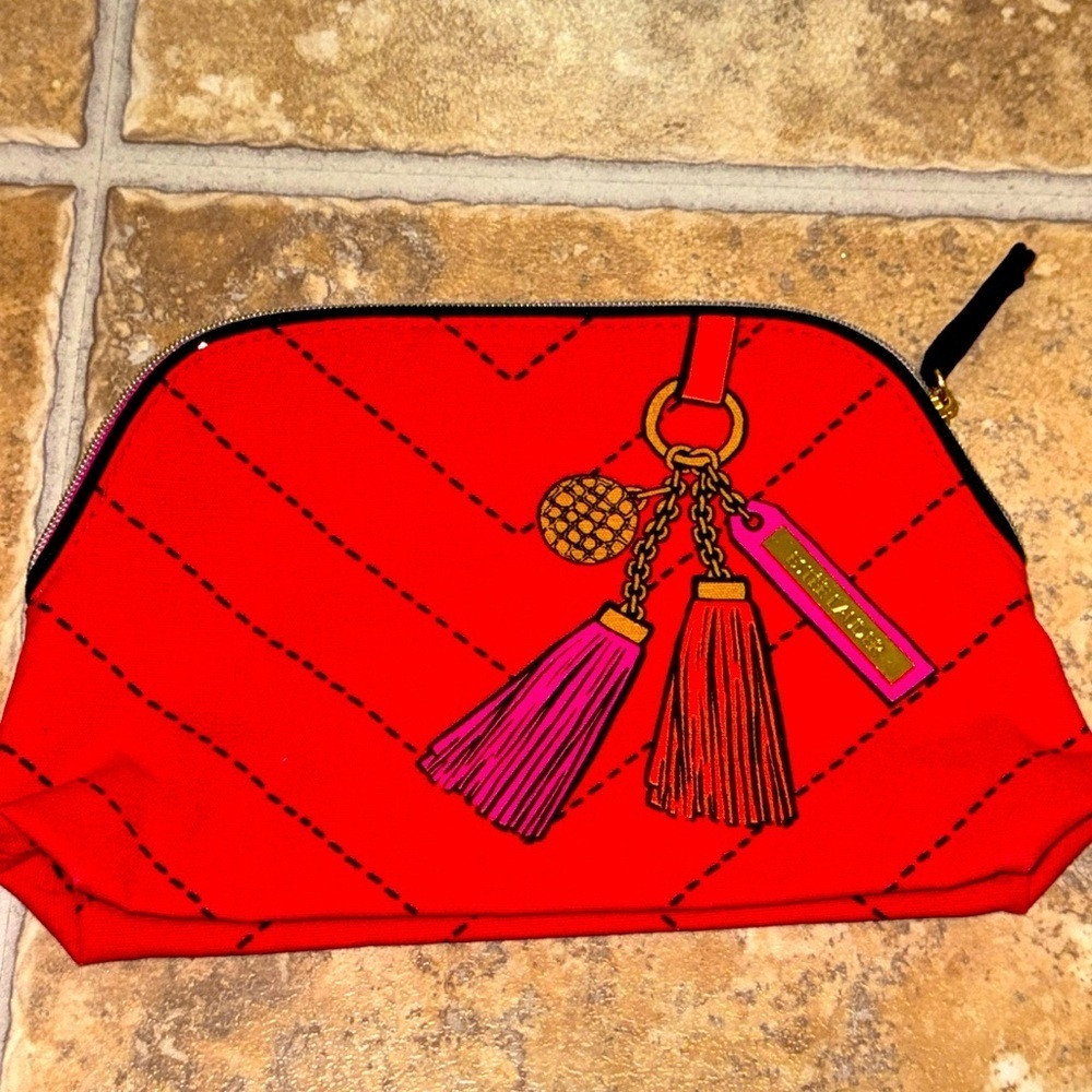 Estée Lauder skin care make up cosmetic, tassel, red zippered pouch bag